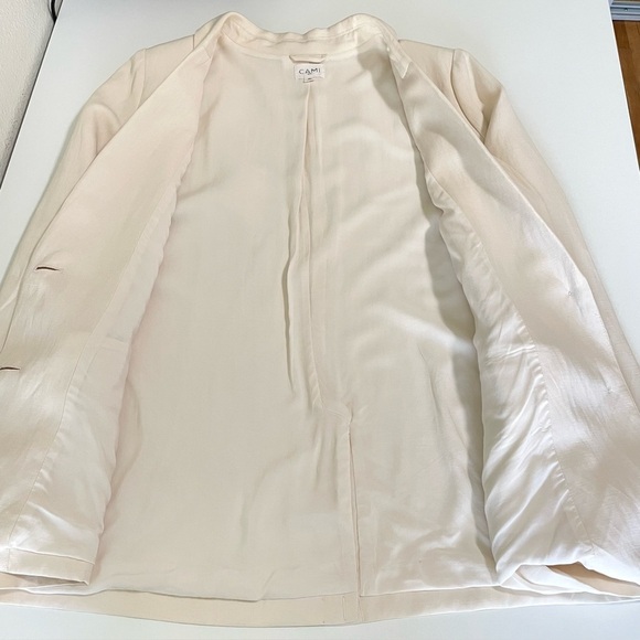 Cami NYC Owen Blazer Silk Linen Notch Lapel Button Front Jacket Ceramic Ivory XL - Picture 11 of 16